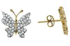 Altın Taşlı Kelebek Küpe Kp000062 Melis Gold