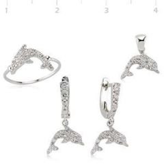 GUMUSH Zirkon Taşlı Rodyum Kaplama Yunus Set | SET47066147