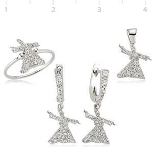 GUMUSH Zirkon Taşlı Rodyum Kaplama Semazen Set | SET47066150