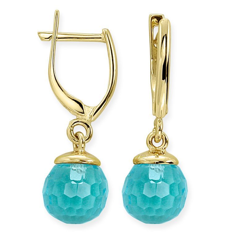 Myra Gold 14 K Aqua Taşlı Altın Küpe