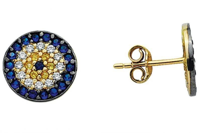 Altın Taşlı Nazar Bocuklu Küpe Kp000068 Melis Gold