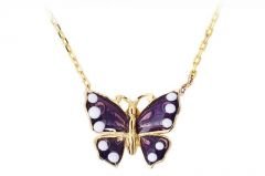 Altın Mineli Kelebek Kolye Kly00126 Melis Gold