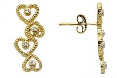 Altın Taşlı Kalp Küpe Kp000070 Melis Gold