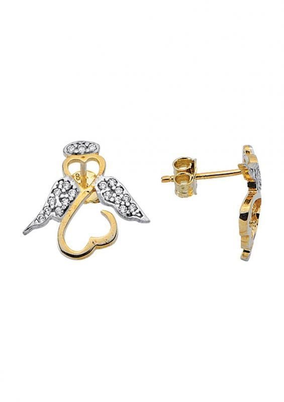 Altın Taşlı Melek Küpe Kp000071 Melis Gold