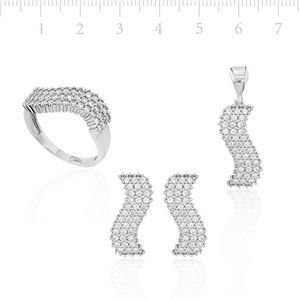 GUMUSH Zirkon Taşlı Rodyum Kaplama Kıvrak Set | SET47138365