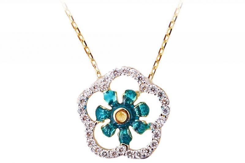 Altın Mineli Çiçekli Kolye Kly00128 Melis Gold
