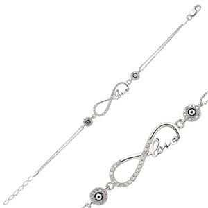 GUMUSH 925 Nazar Boncuklu Sonsuzluk Love Bileklik | BR0460139
