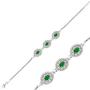 GUMUSH 925 Zirkon Taşlı Zümrüt Yeşili Bileklik | BR0470174