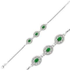 GUMUSH 925 Zirkon Taşlı Zümrüt Yeşili Bileklik | BR0470174