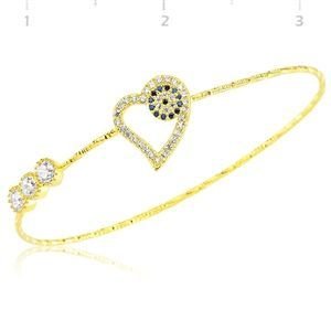 GUMUSH 925 Nazar Boncuklu Kalp Bilezik | BR0570006