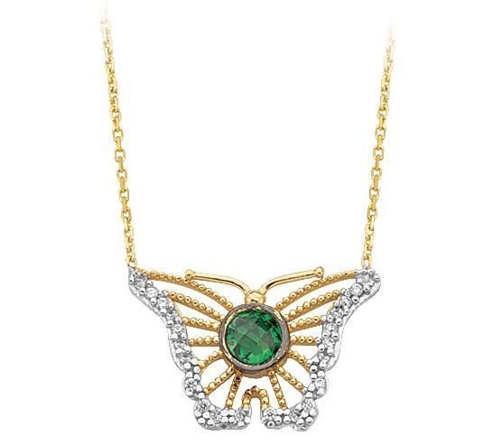 Altın Taşlı Kelebek Kolye Kly00374 Melis Gold