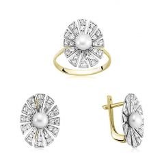 Myra Gold Flower İnci Set