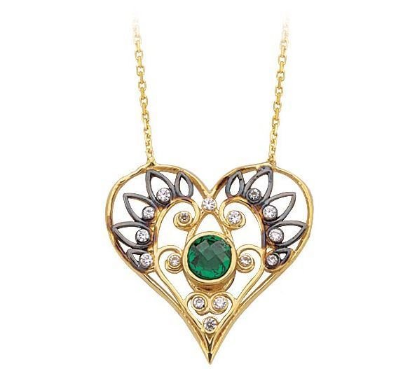 Altın Taşlı Kalp Kolye Kly00382 Melis Gold
