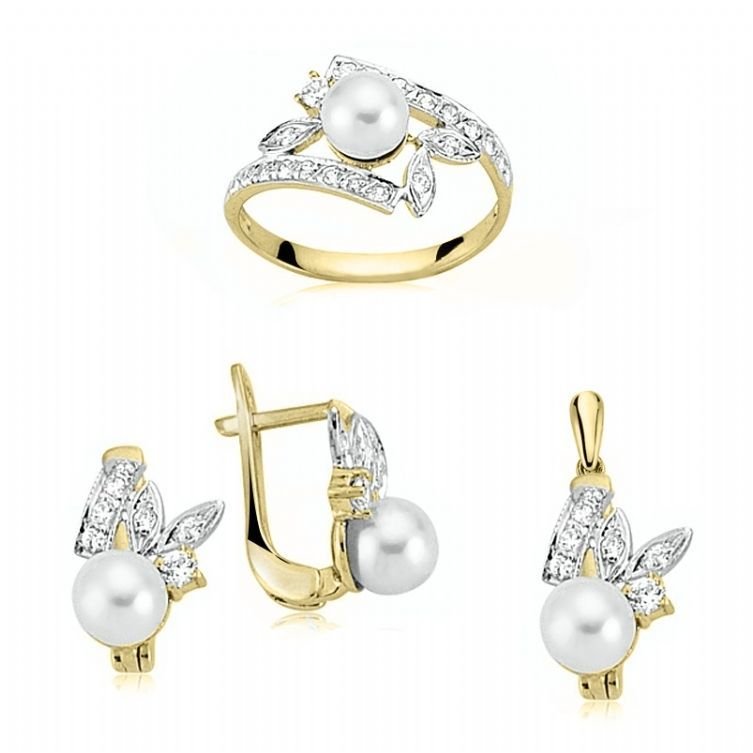 Myra Gold 14 Ayar Altın İndirimli İnci Set