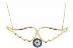 Altın Feriha Melek Kanadı Nazar Boncuklu Kolye Kly00139 Melis Gold
