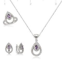 GUMUSH 925 Zirkon Taşlı Damla Set| ST0470526