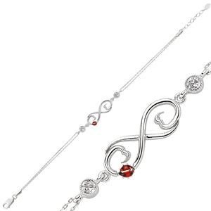 GUMUSH 925 Zirkon Taşlı  Uğur Böcekli Sonsuzluk Bileklik | PT0460028