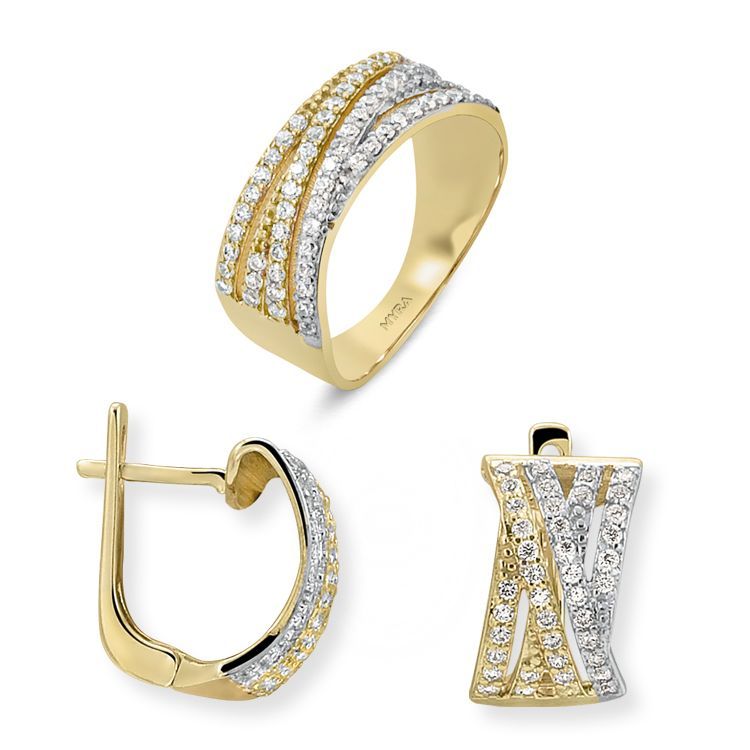 Myra Gold Zirkon Taşlı 14 Ayar Üçlü Takım