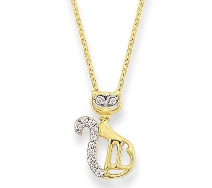 AltınTaşlı Kedi Kolye Kly00389 Melis Gold