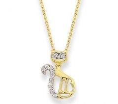 AltınTaşlı Kedi Kolye Kly00389 Melis Gold