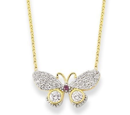 Altın Taşlı Kelebek Kolye Kly00398 Melis Gold