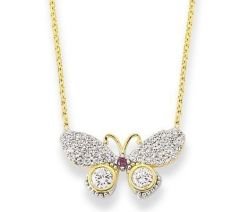 Altın Taşlı Kelebek Kolye Kly00398 Melis Gold