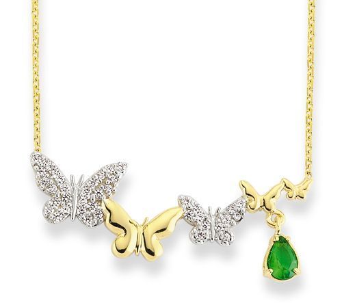 Altın Taşlı Kelebek Kolye Kly00400 Melis Gold