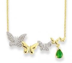 Altın Taşlı Kelebek Kolye Kly00400 Melis Gold
