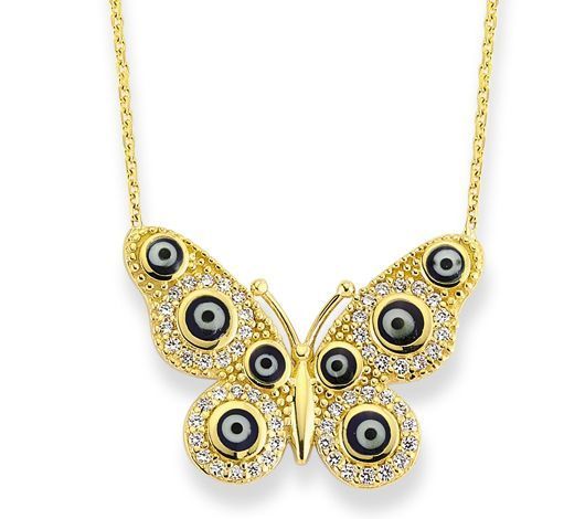 Altın Kelebek Kolye Kly00413 Melis Gold