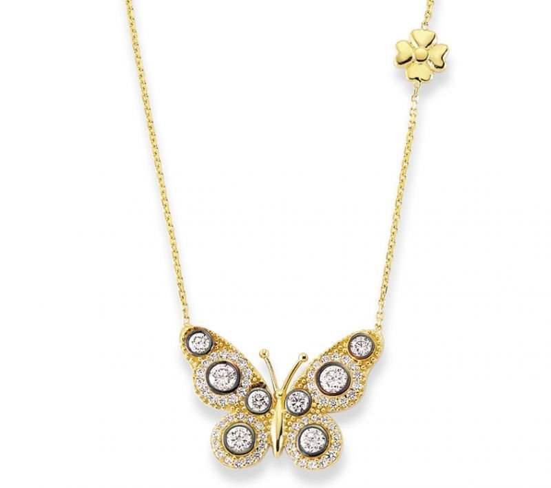 Altın Kelebek Kolye Kly00416 Melis Gold