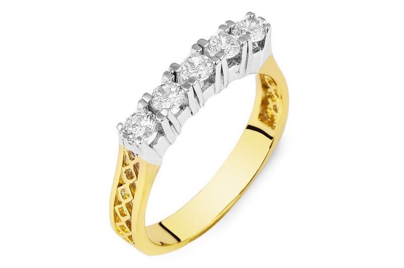 Altın Beş Taş Yüzük AY0000122 Melis Gold