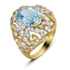 Myra Gold Aqua Marin Taşlı Fantazi Yüzük