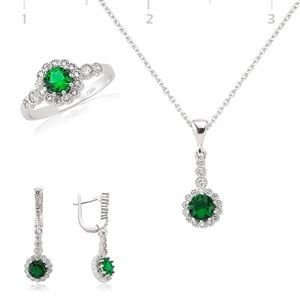 GUMUSH 925 Zirkon Yuvarlak Taşlı Set | ST0460102