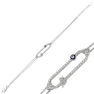 GUMUSH 925 Zirkon Taşlı Nazarlı Bileklik | BR0460163