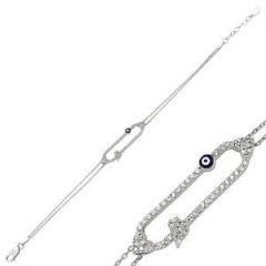 GUMUSH 925 Zirkon Taşlı Nazarlı Bileklik | BR0460163