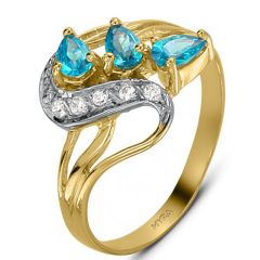 Myra Gold Yeşil Beyaz Altın Aquamarine Yüzük
