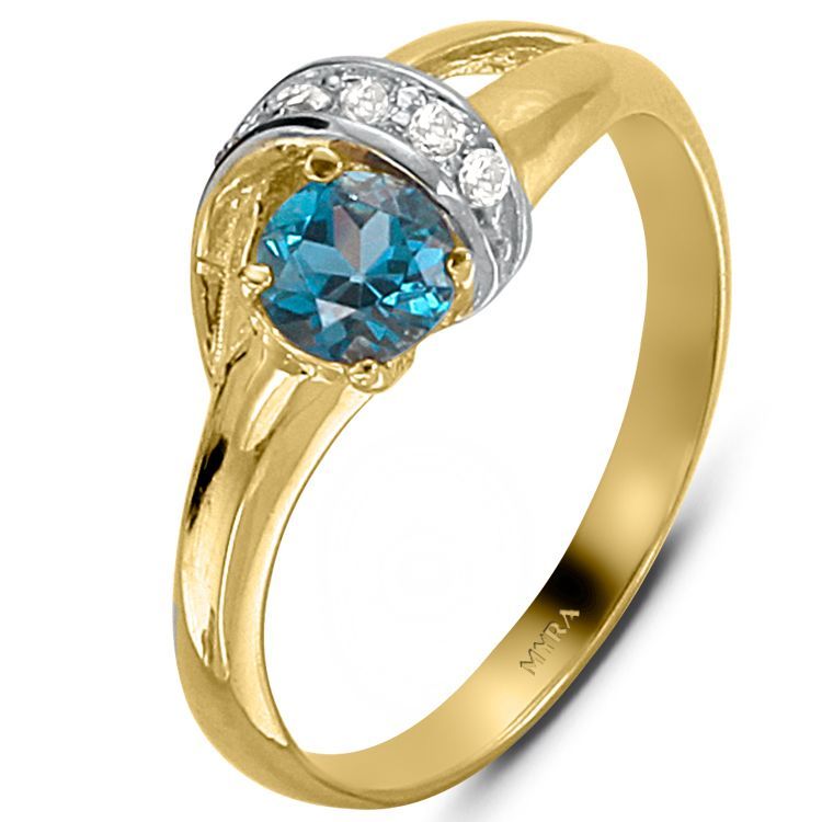 Myra Gold Altın Fantazi Aquamarine Yüzük