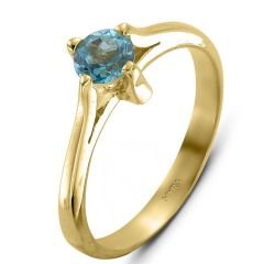 Myra Gold Yeşil Altın Aquamarine Tektaş Yüzük