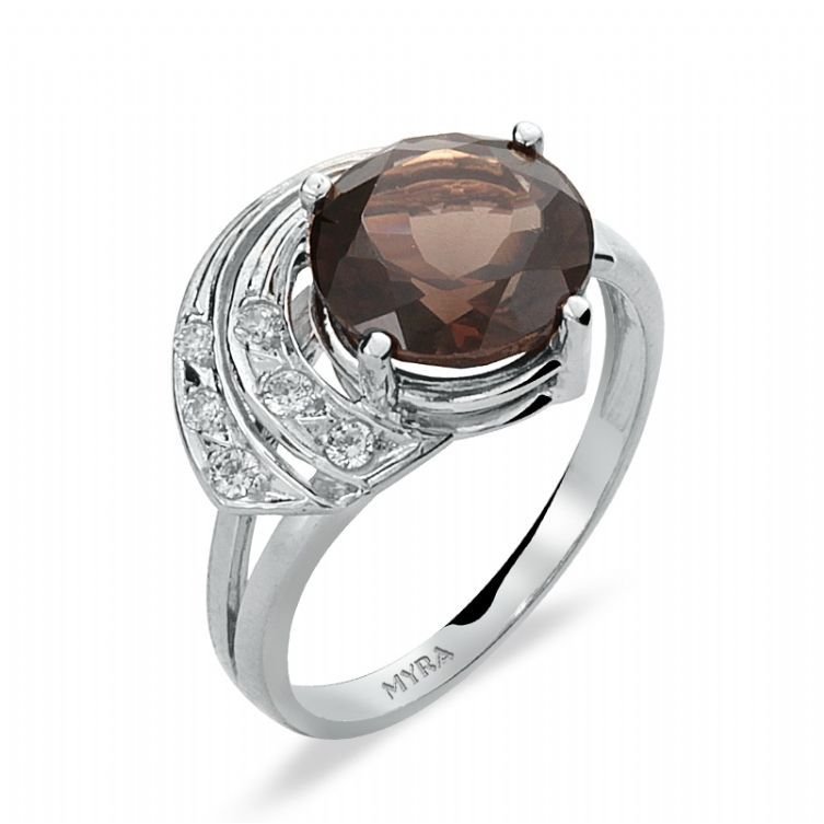 Myra Gold Brown Taşlı Altın Yüzük