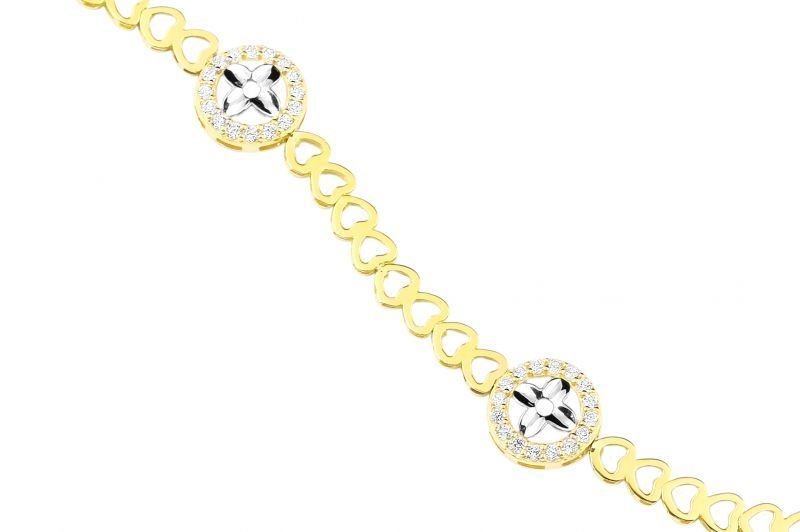 Altın Çiçek Motifli Bileklik Blk20137 Melis Gold