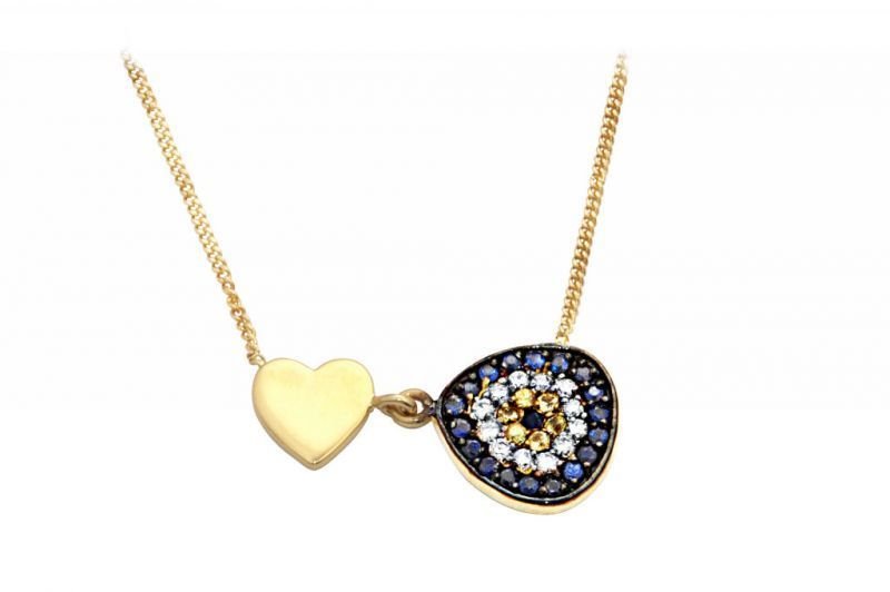 Pırlanta Nazar Boncuklu Kolye 18 Ayar p000239 Melis Gold