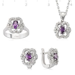 GUMUSH 925 Zirkon Taslı Gümüş Set | SET101101