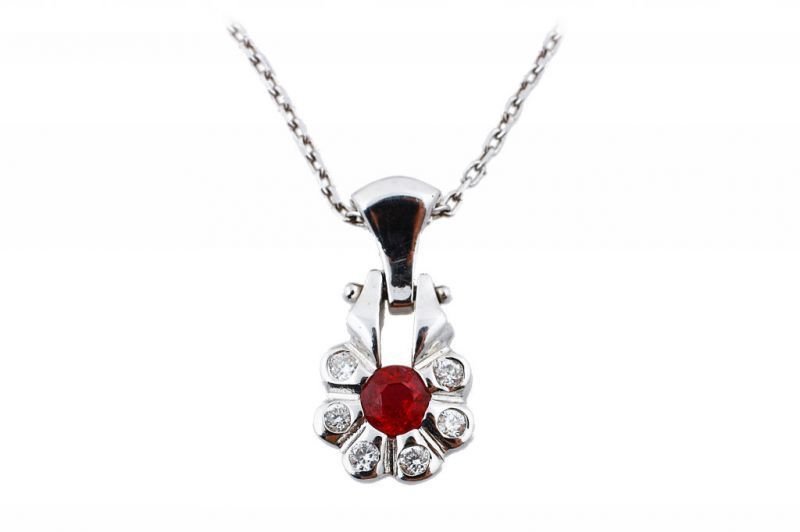 Pırlanta Yakut Kolye 18 Ayar p000299 Melis Gold