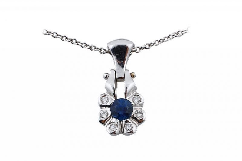 Pırlanta Safir Kolye 18 Ayar p000308 Melis Gold