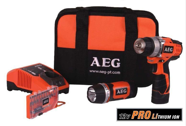AEG BS12C2LI  KIT-2 AKÜLÜ VİDALAMA BEZ ÇANTALI (FENER VE UÇ SET HEDİYE)