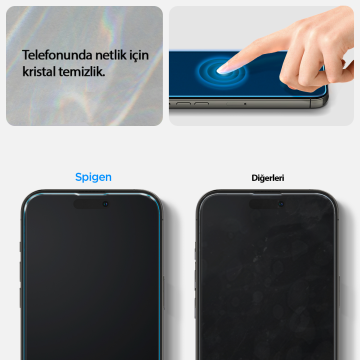iPhone 14 Pro Kılıf, Spigen Crystal Pack + Spigen Glas.tR Slim HD (2 Adet) 360* Cam Ekran Koruyucu Crystal Clear