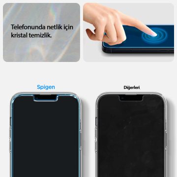 iPhone 14 / iPhone 13 Kılıf, Spigen Crystal Pack + Spigen Glas.tR Slim HD (2 Adet) 360* Cam Ekran Koruyucu Crystal Clear