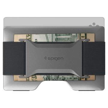AirTag ile Uyumlu RFID Korumalı Cüzdan Kart Tutucu Kılıf, Spigen Wallet S İnce Minimalist Kredi Kartı Tutacağı Gunmetal