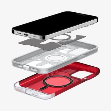 iPhone 15 Pro Max Kılıf, Spigen Classic C1 Mac G3 Design MagFit (MagSafe Uyumlu) Ruby