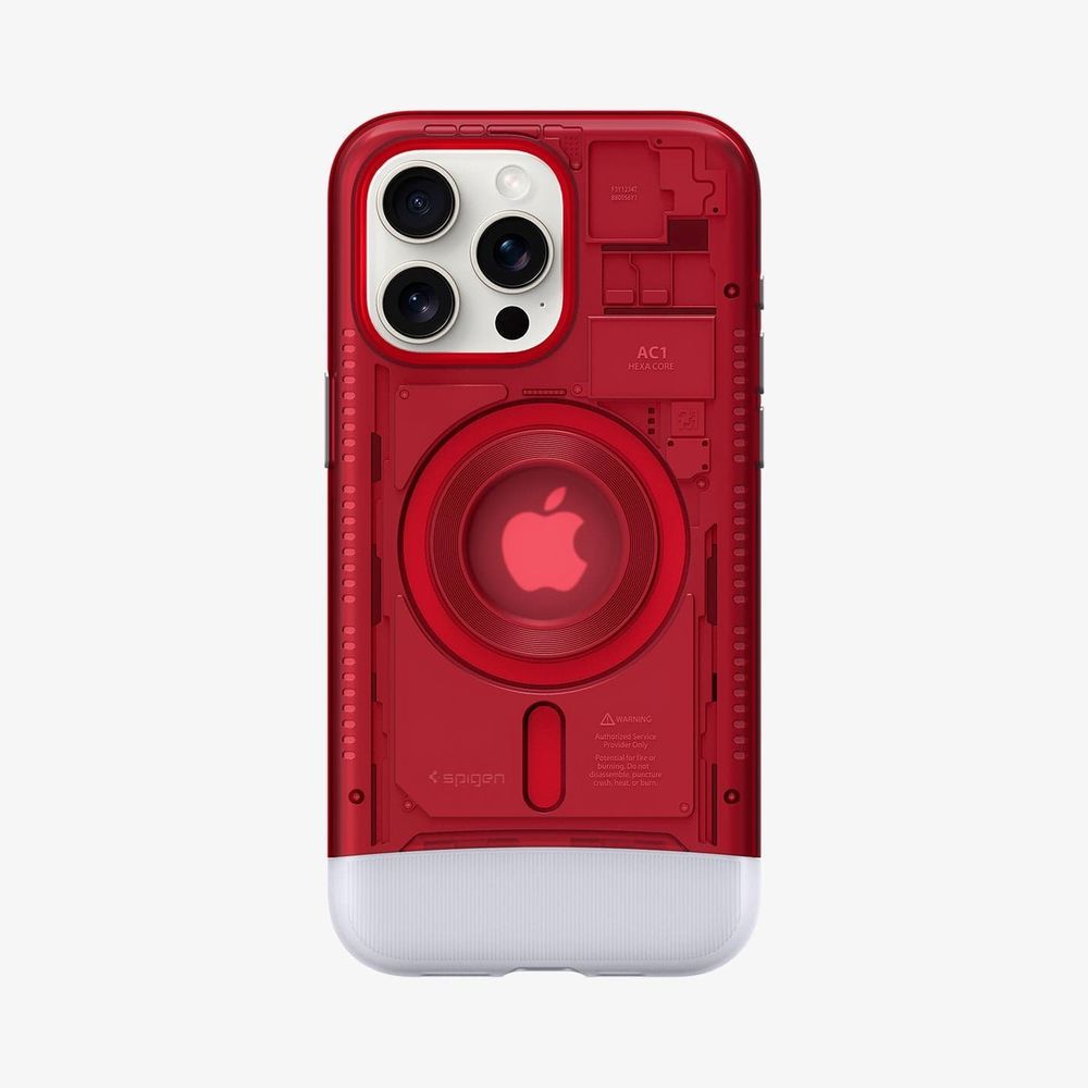 iPhone 15 Pro Max Kılıf, Spigen Classic C1 Mac G3 Design MagFit (MagSafe Uyumlu) Ruby